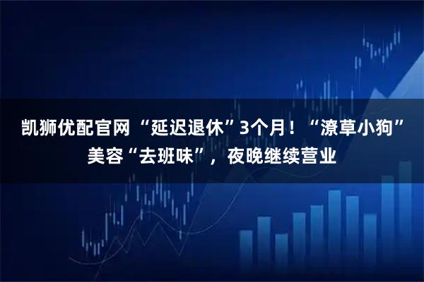 凯狮优配官网 “延迟退休”3个月！“潦草小狗”美容“去班味”，夜晚继续营业